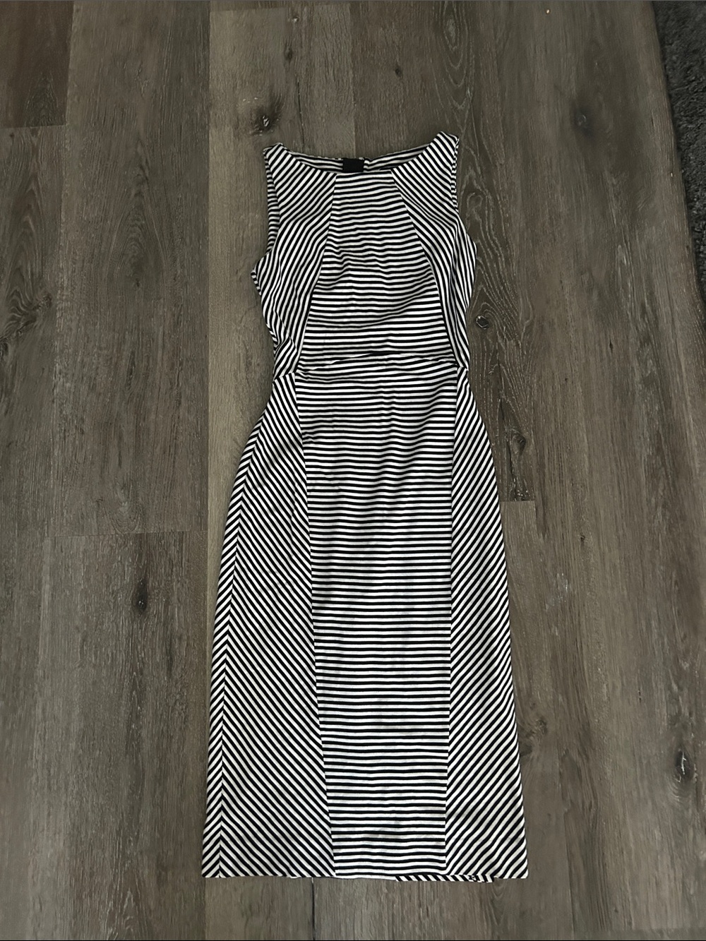 Banana Republic Black and White Striped Midi Dress